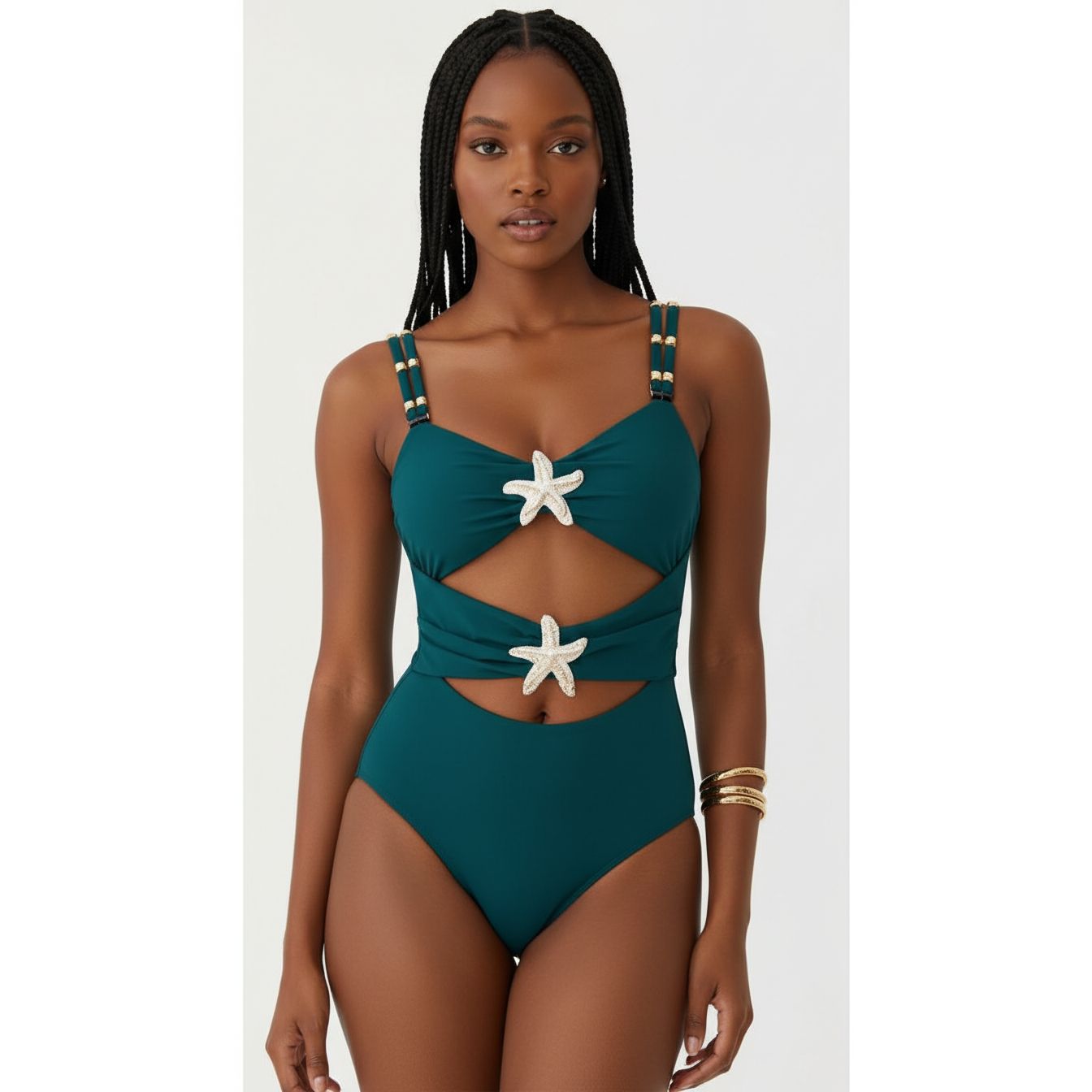 Starfish Embellished Cutout Monokini Swimsuit