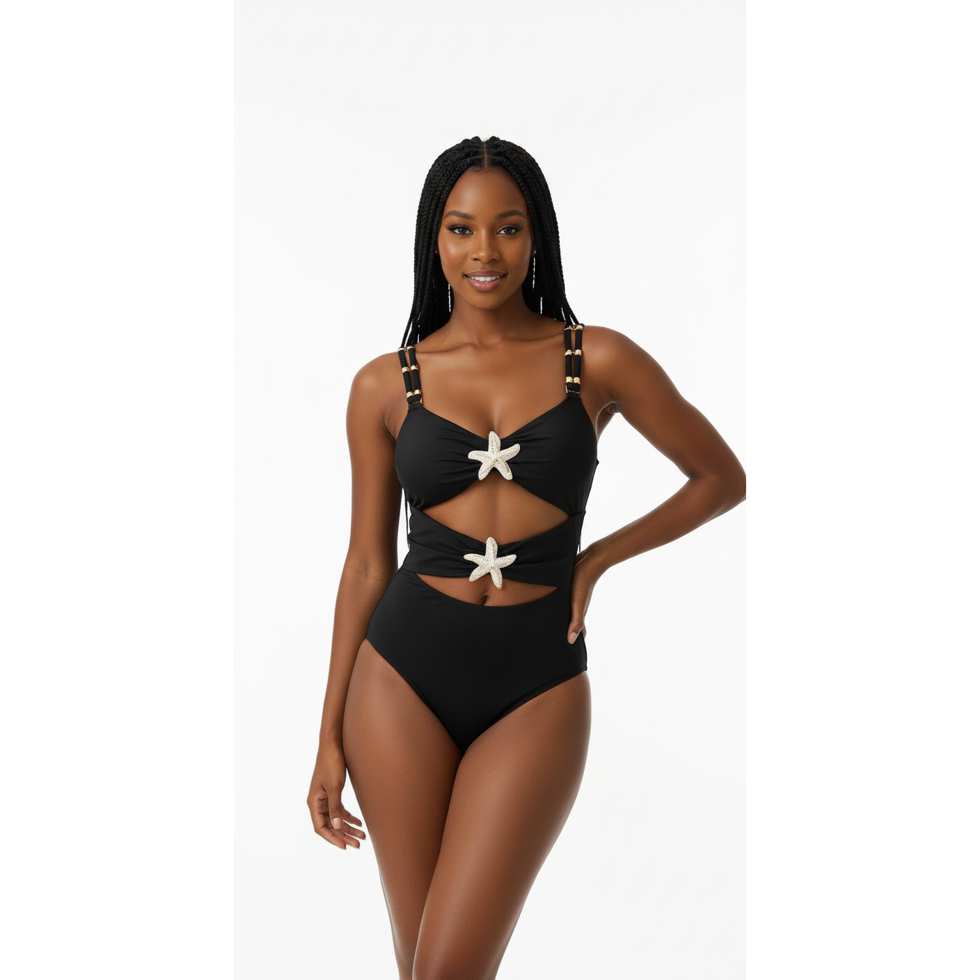 Starfish Embellished Cutout Monokini Swimsuit
