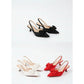 Double Bow Detail Pointy Kitten Heels