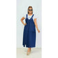 Plus Size Loose-Fit Navy Denim Overalls Dress
