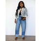 Ladie's Wide Leg Turn Up Denim Trouser