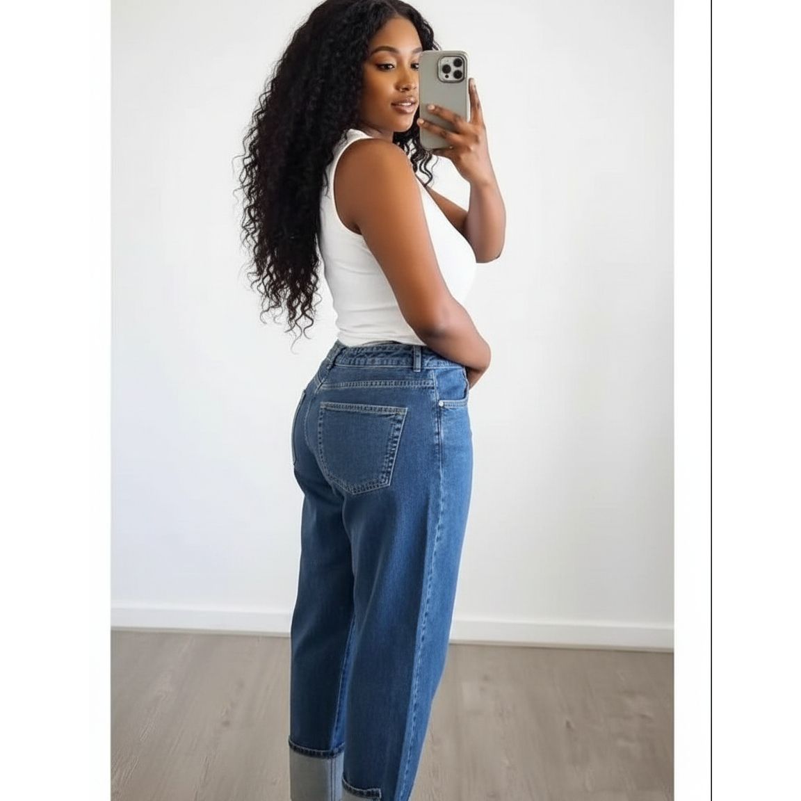Wide Leg Turn Up Denim
