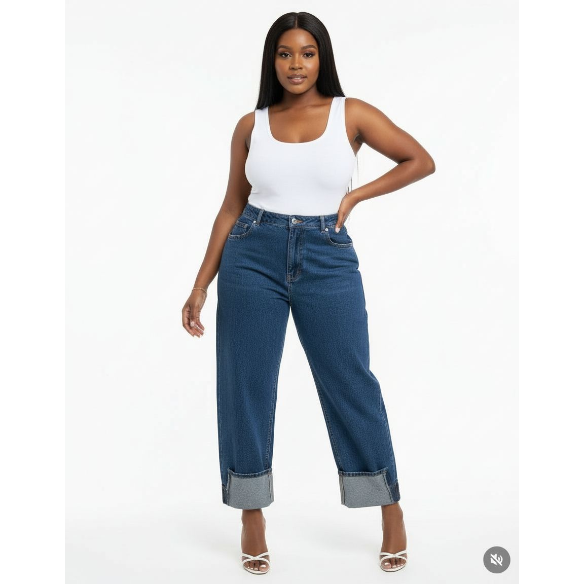 Wide Leg Turn Up Denim