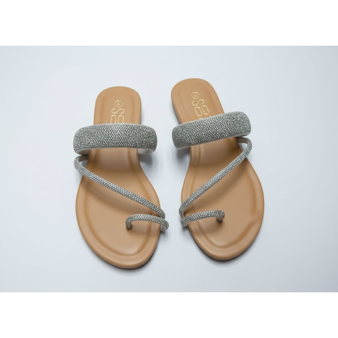 Women's Embellished Toe-Ring Flat Sandals