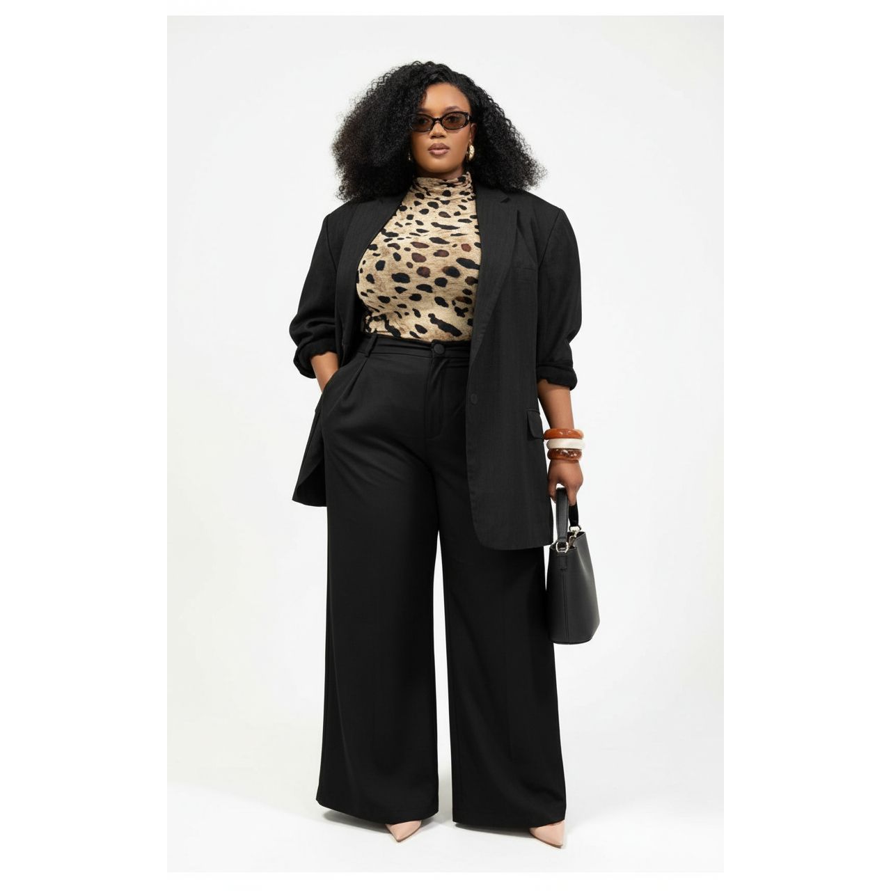 Plus Size Vintage Plain Color Stylish Fashion Formal Suit Set