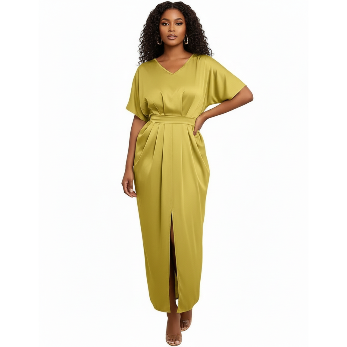 Solid Color Polyester Spandex Blend, Crew Neck Short Sleeve Fitted Dress