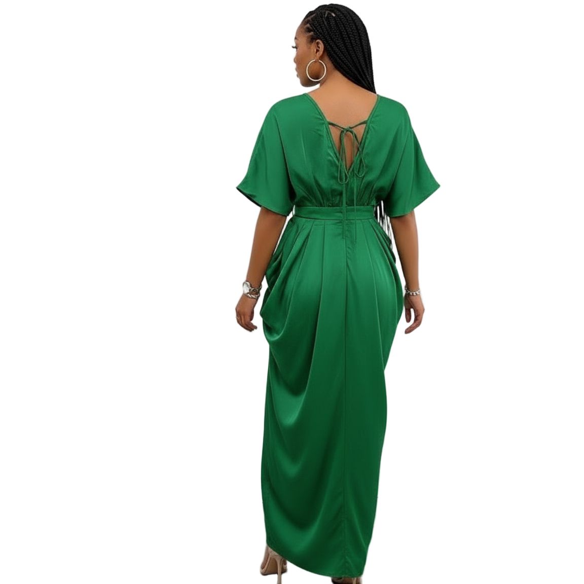 Solid Color Polyester Spandex Blend, Crew Neck Short Sleeve Fitted Dress