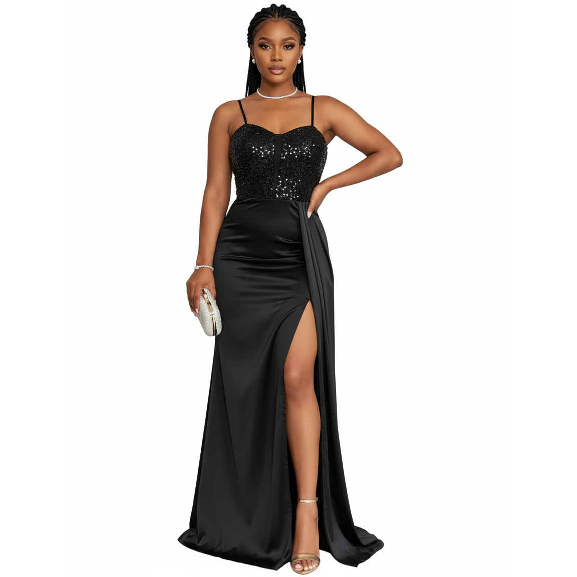 Sweetheart Mermaid Prom Gowns Split Beaded Evening Dresses