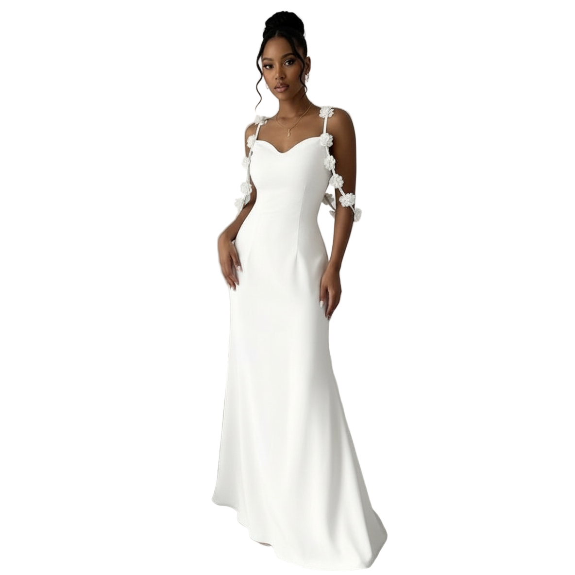 Puffy Sleeves Side Slit Prom Dress