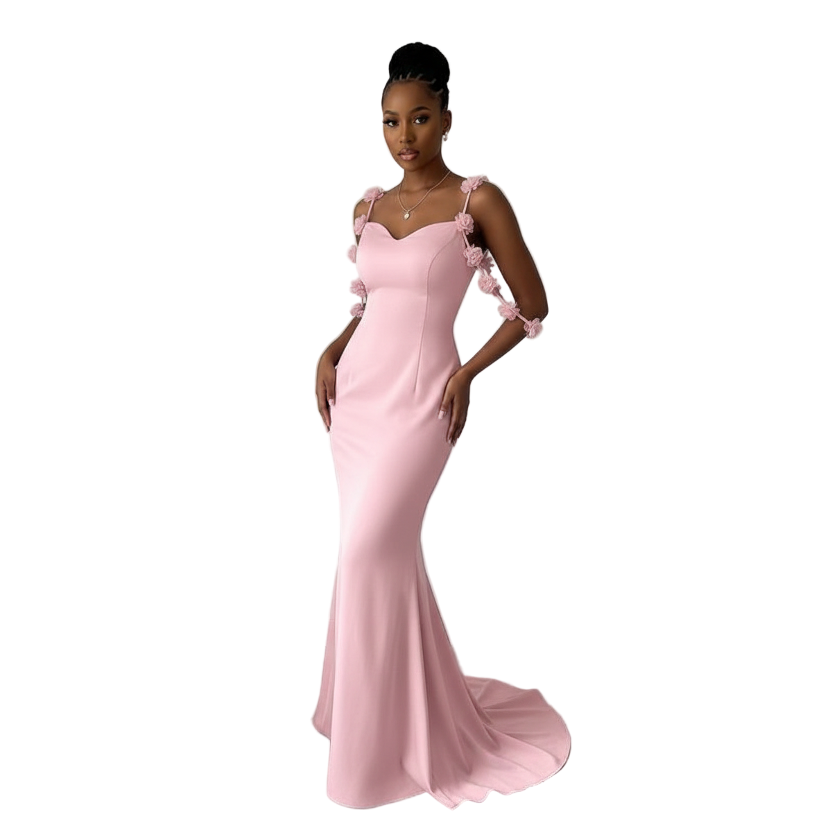 Puffy Sleeves Side Slit Prom Dress