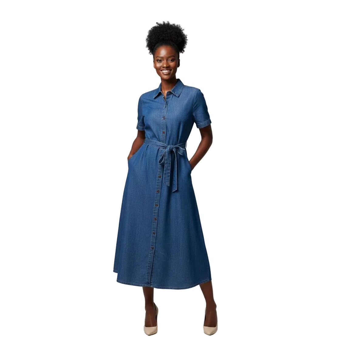 Plus Size Loose-Fit Denim Short Sleeve Maxi Dress – YELLOW SUB TRADING