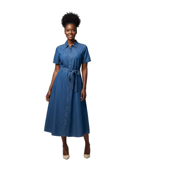 Plus Size Loose-Fit Denim Short Sleeve Maxi Dress – YELLOW SUB TRADING