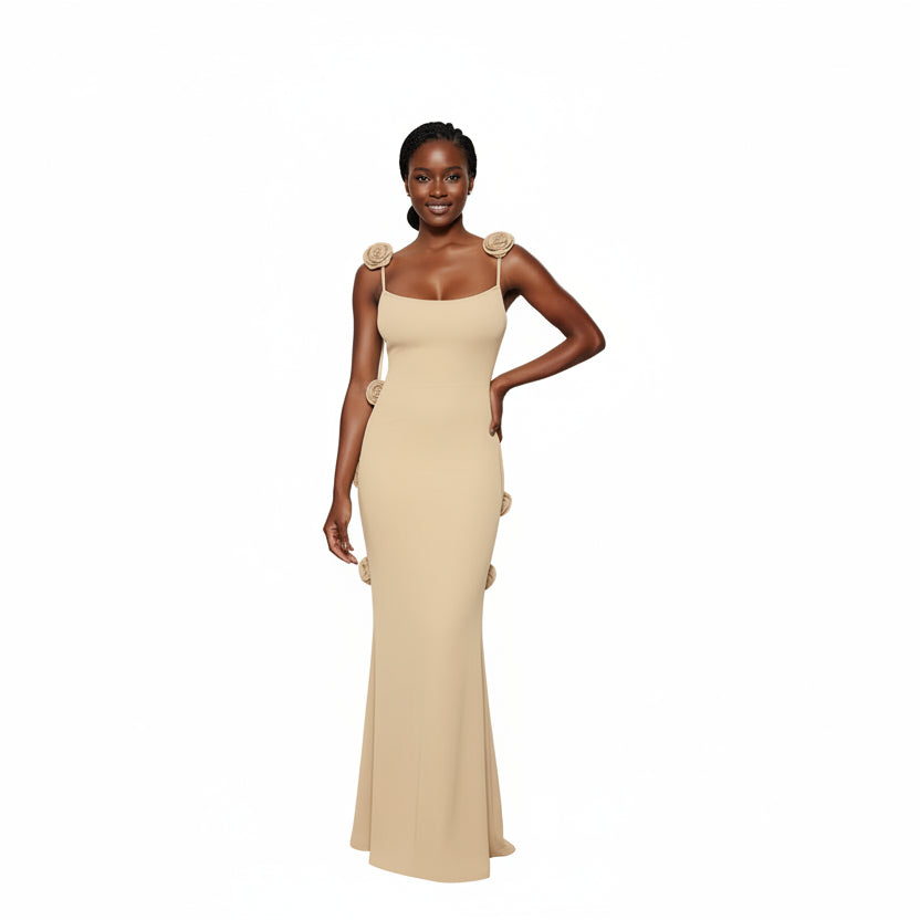 Floral 3D Sweetheart Neck Mermaid Dress