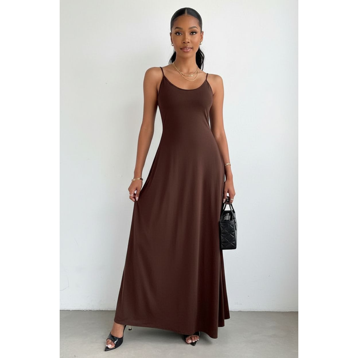 Sleeveless Round Neck Loose-Fitting Maxi Dress