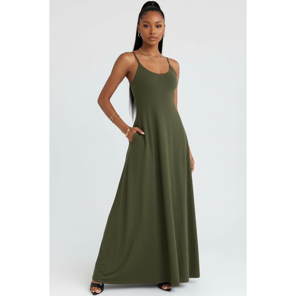 Sleeveless Round Neck Loose-Fitting Maxi Dress