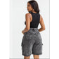 Women's Acid Wash Denim Cargo Shorts
