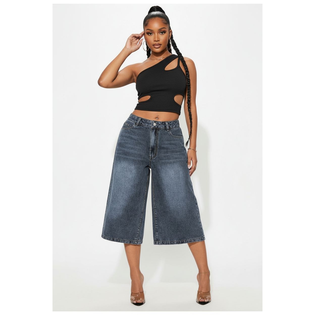 Women's Casual Loose Fit Cropped Jeans