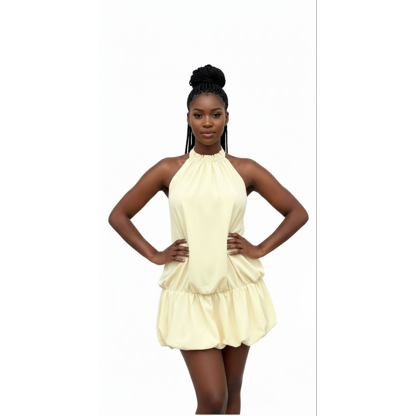 Bubble Halter Tie Backless Sleeveless A Line Party Mini Dress