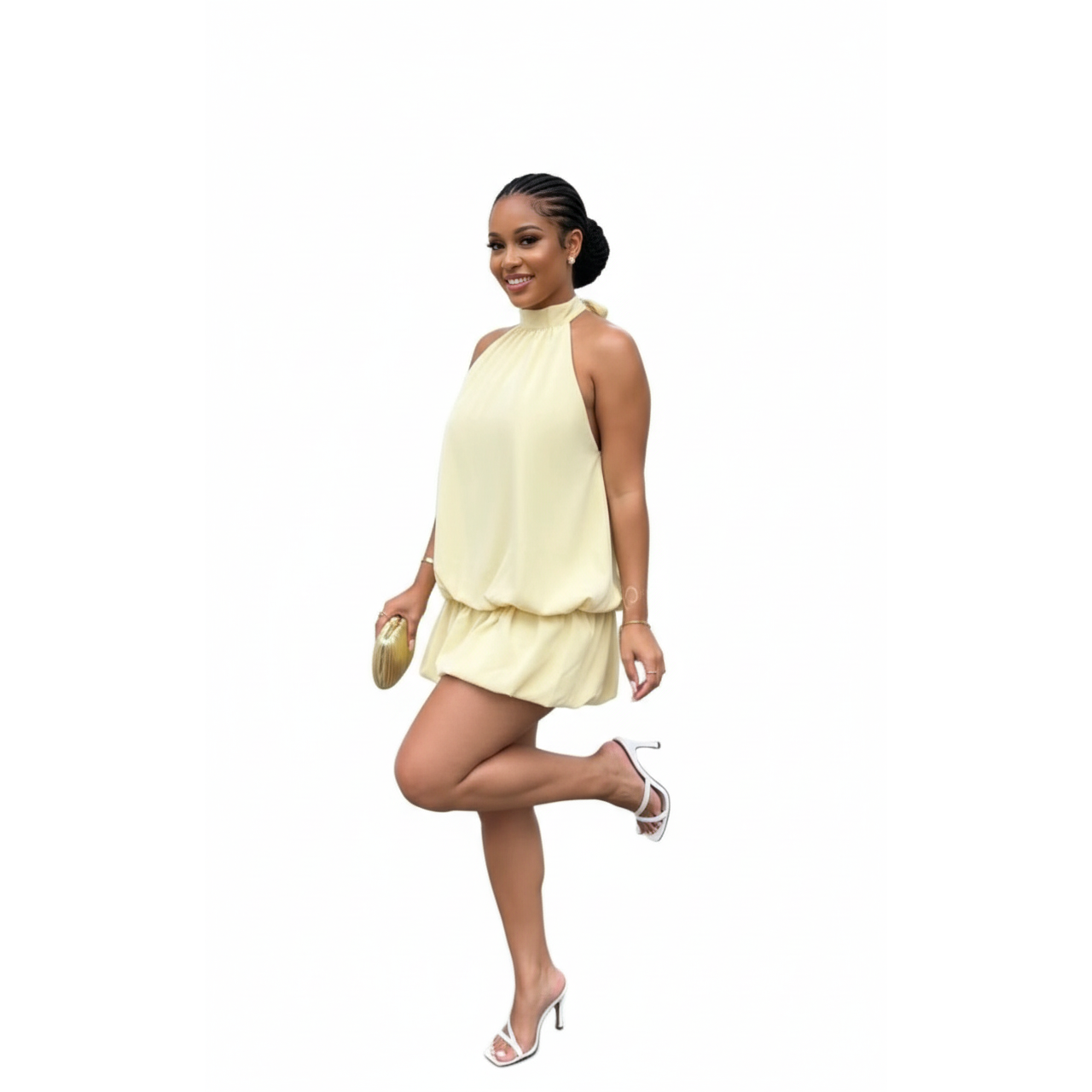 Bubble Halter Tie Backless Sleeveless A Line Party Mini Dress