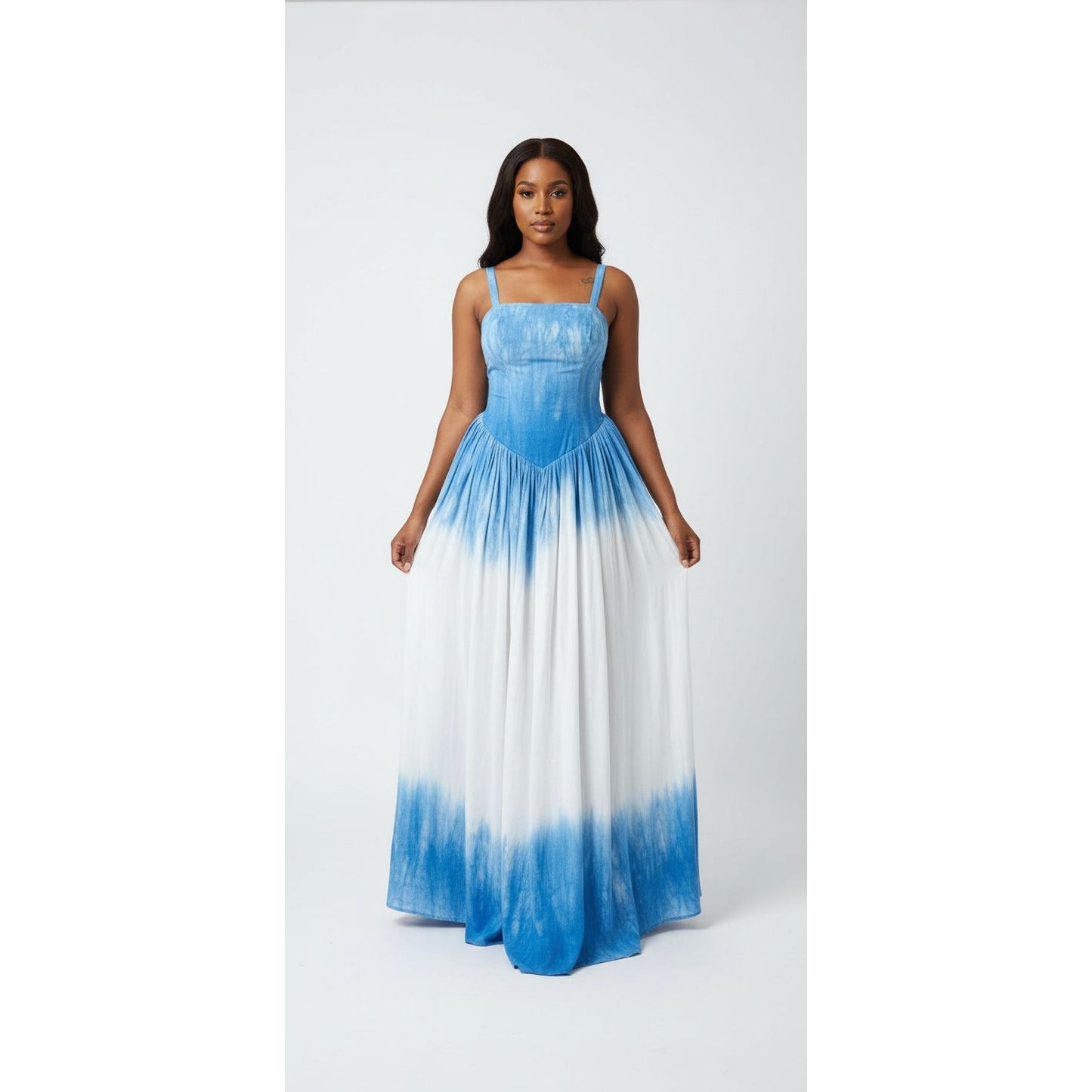 Corset Style Long Tie-Dye Maxi Dress