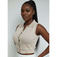 Knitted Short Sleeve Collar Crop Top