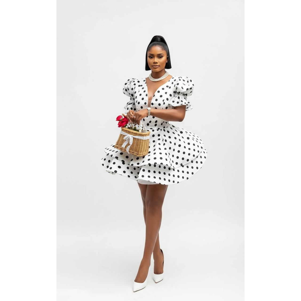 Polka Dot Bubble Mini Dress