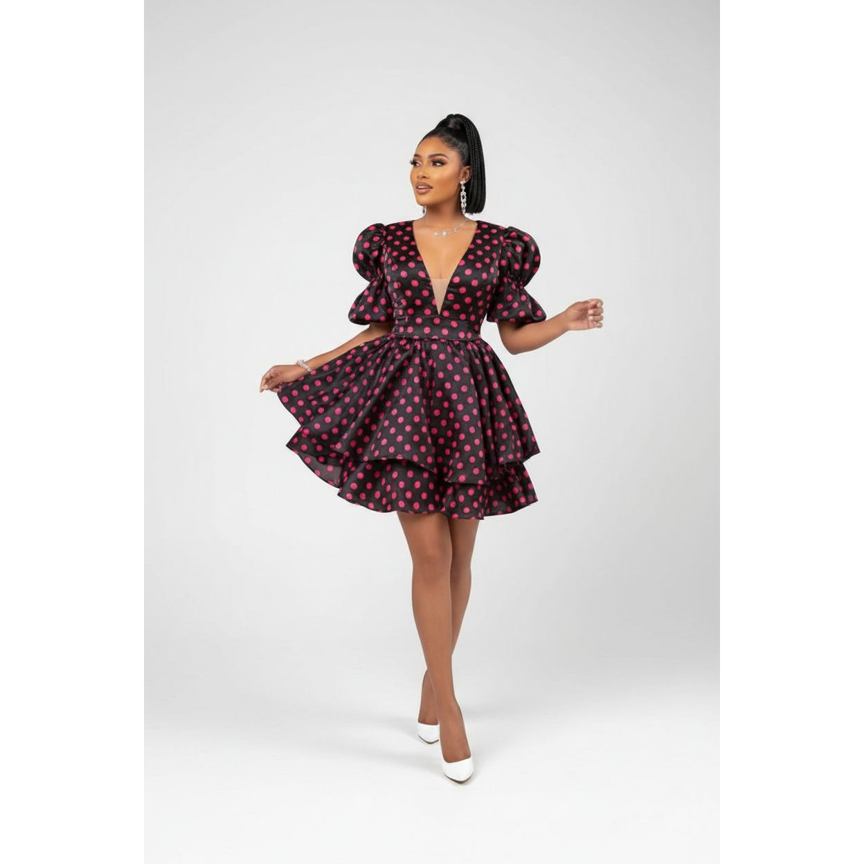 Polka Dot Bubble Mini Dress