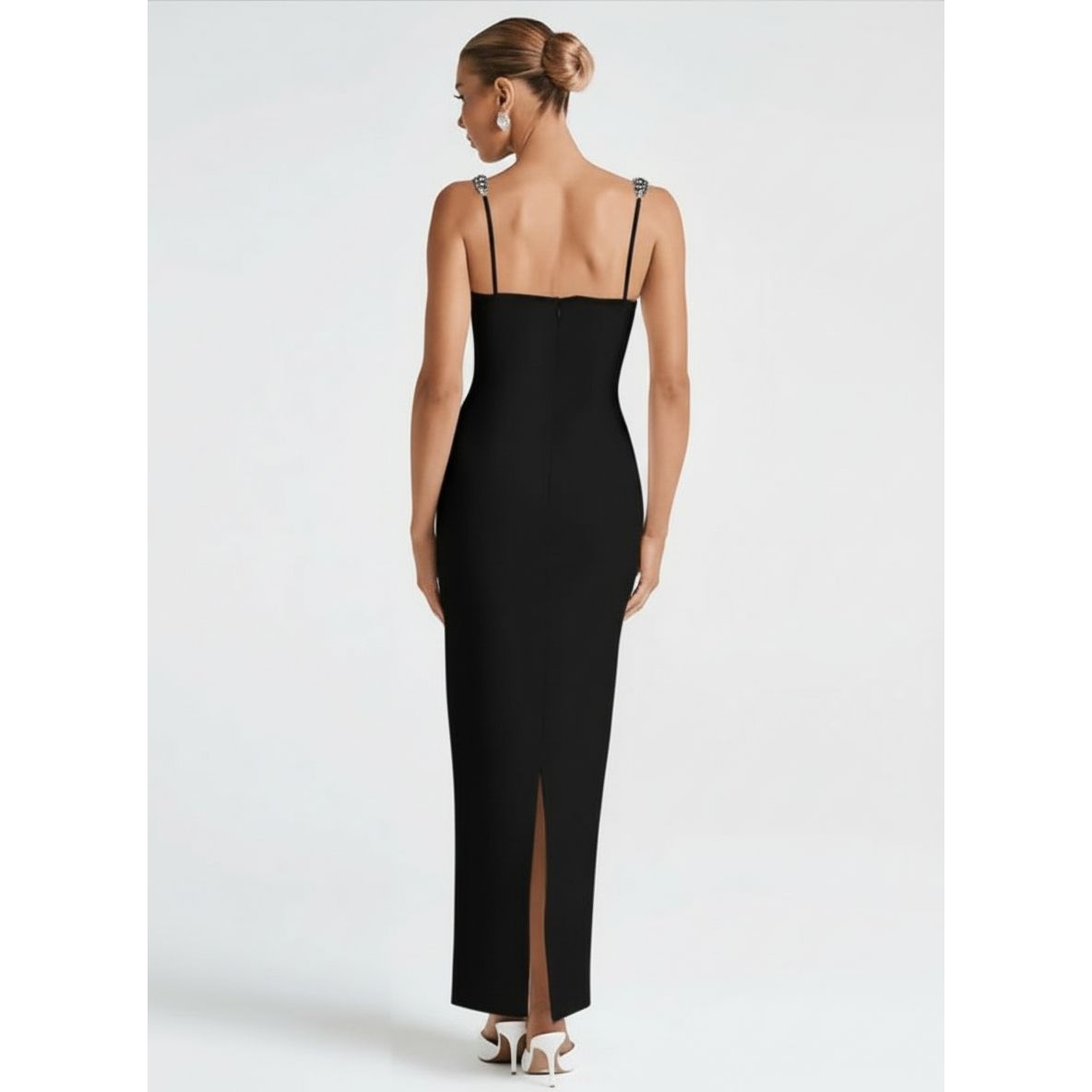 Elegant Square Neck Bodycon Maxi Dress