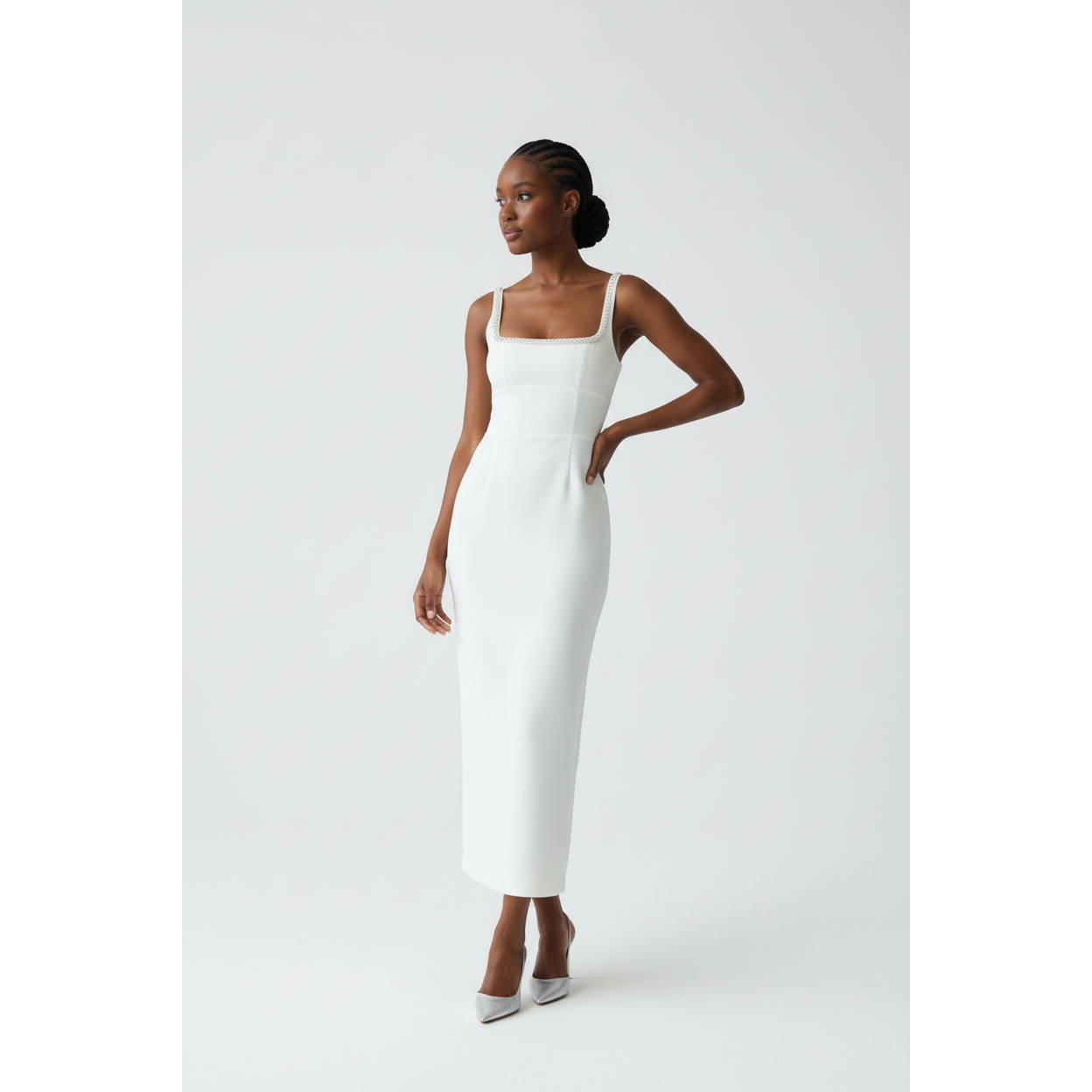 Elegant Square Neck Bodycon Maxi Dress