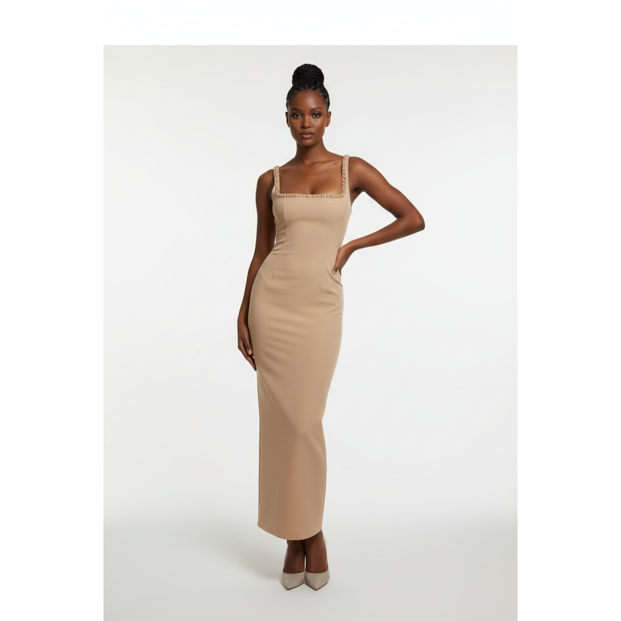 Elegant Square Neck Bodycon Maxi Dress