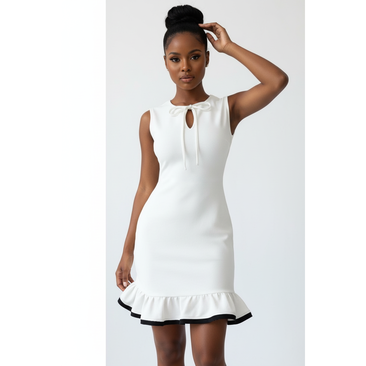 Ruffle Hem Elegant Sleeveless Bodycon Mini Dress