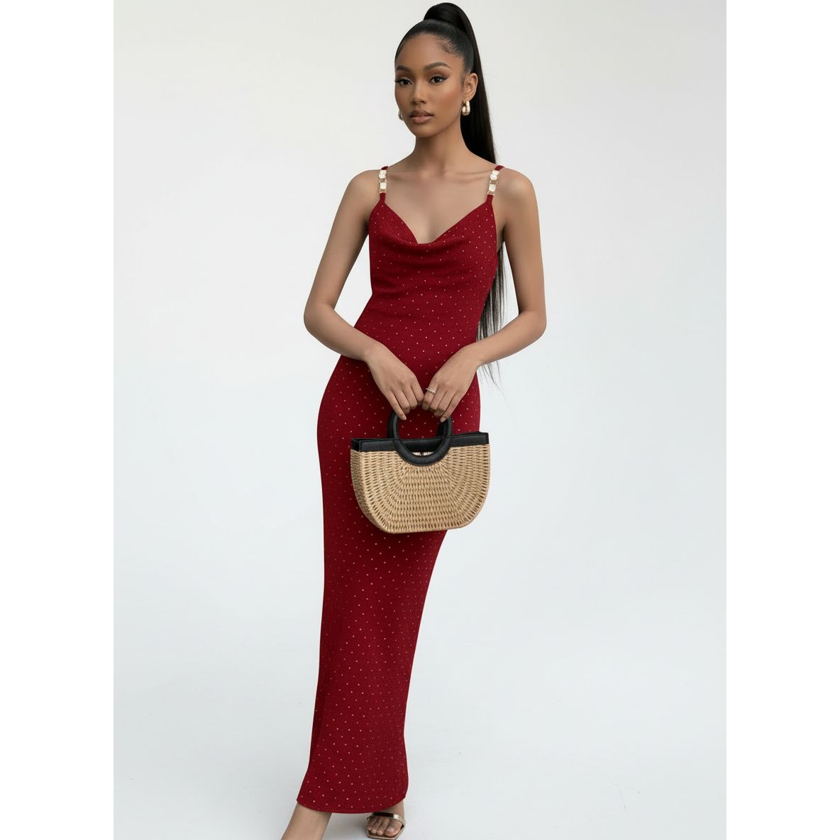 Sexy Cowl Neck Spaghetti Strap Dress
