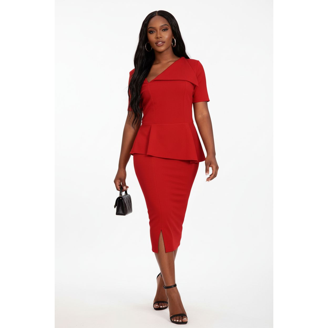 Women's Peplum Bodycon Slit Dress