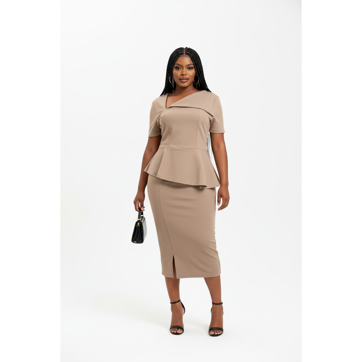 Women's Peplum Bodycon Slit Dress