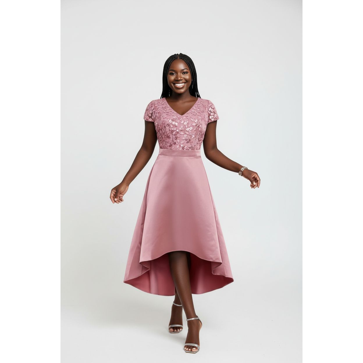 Elegant V-Neck Midi Party Dress