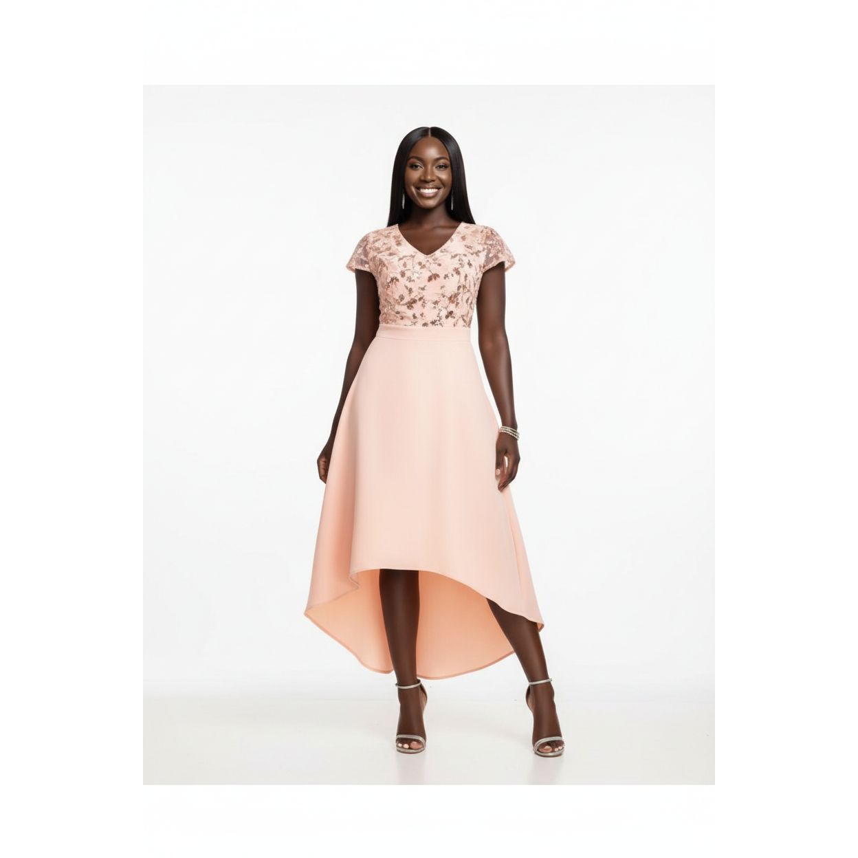 Elegant V-Neck Midi Party Dress