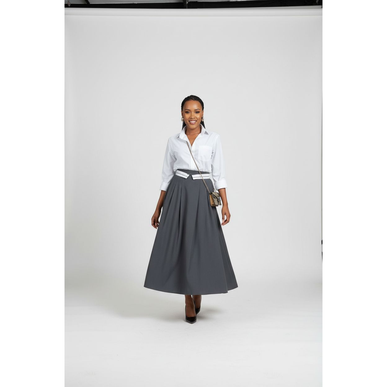 High Waist A Line Long Skirt