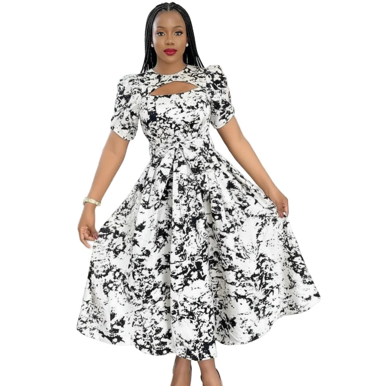 Elegant Flared Midi Gown Dress