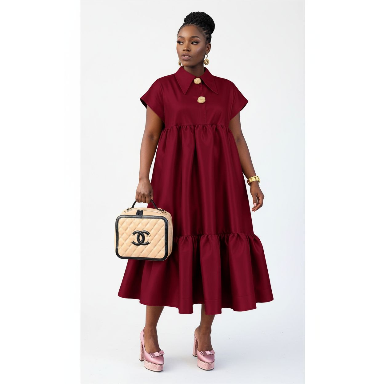 Womens Bubble Loose Fit Maxi Dress