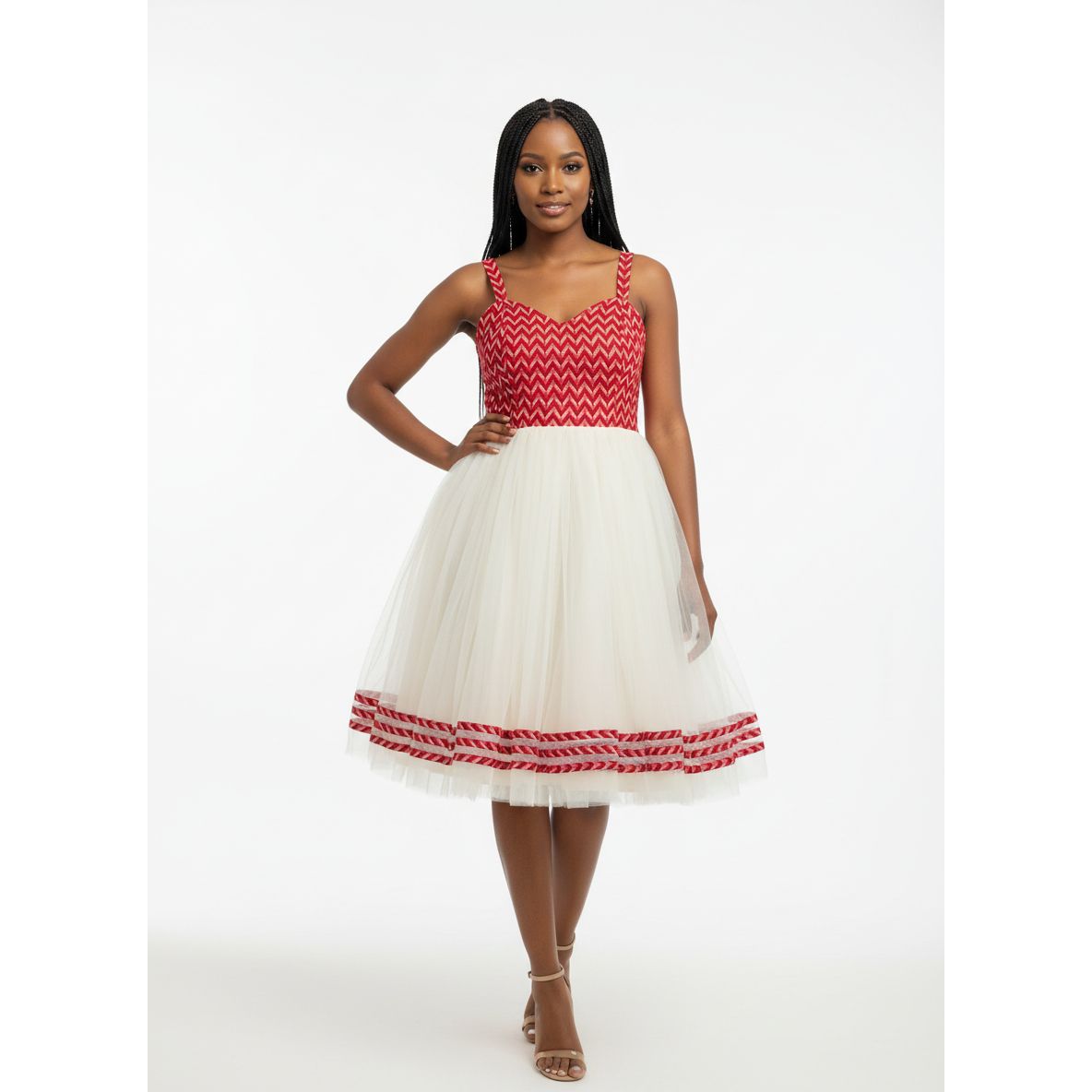 African Print Tulle Flared Dress