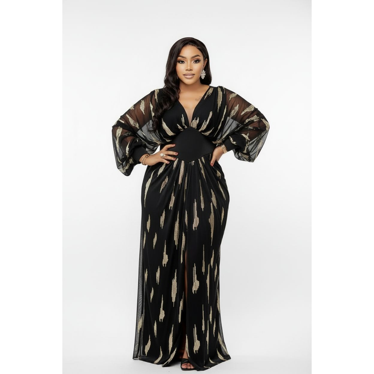 Split Thigh Sequin Formal Dress