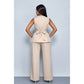 Sleeveless Button Front Vest Blazer & Wide Leg Pants