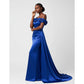 Satin Bridesmaid Long Off The Shoulder Formal Party Gown Prom Dress