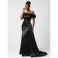 Satin Bridesmaid Long Off The Shoulder Formal Party Gown Prom Dress