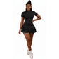 Pleated Tennis Skirt Short Racerback Padded Crop Top Outfits Set