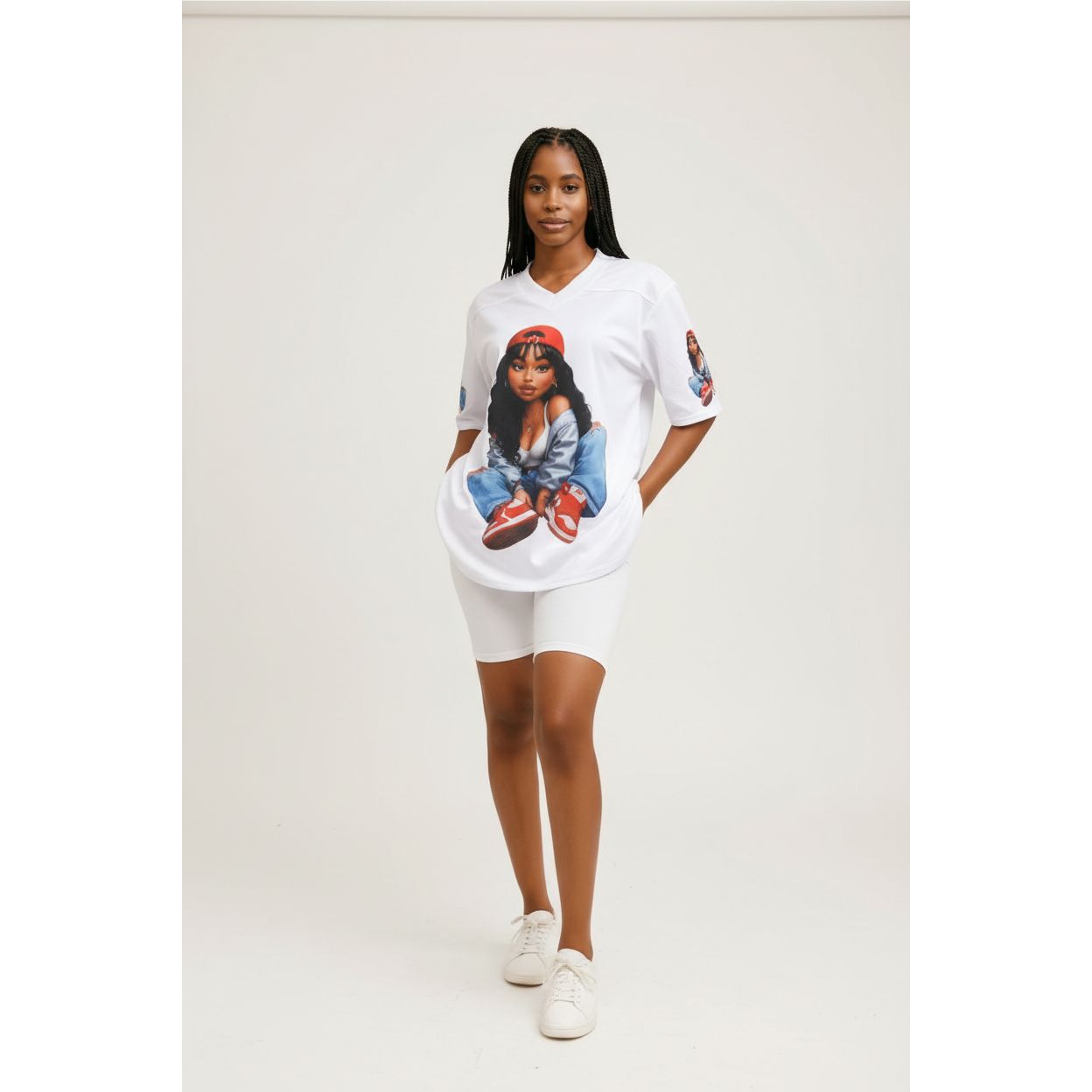 Embossed Cartoon Charactor Short Sleeve T-Shirt