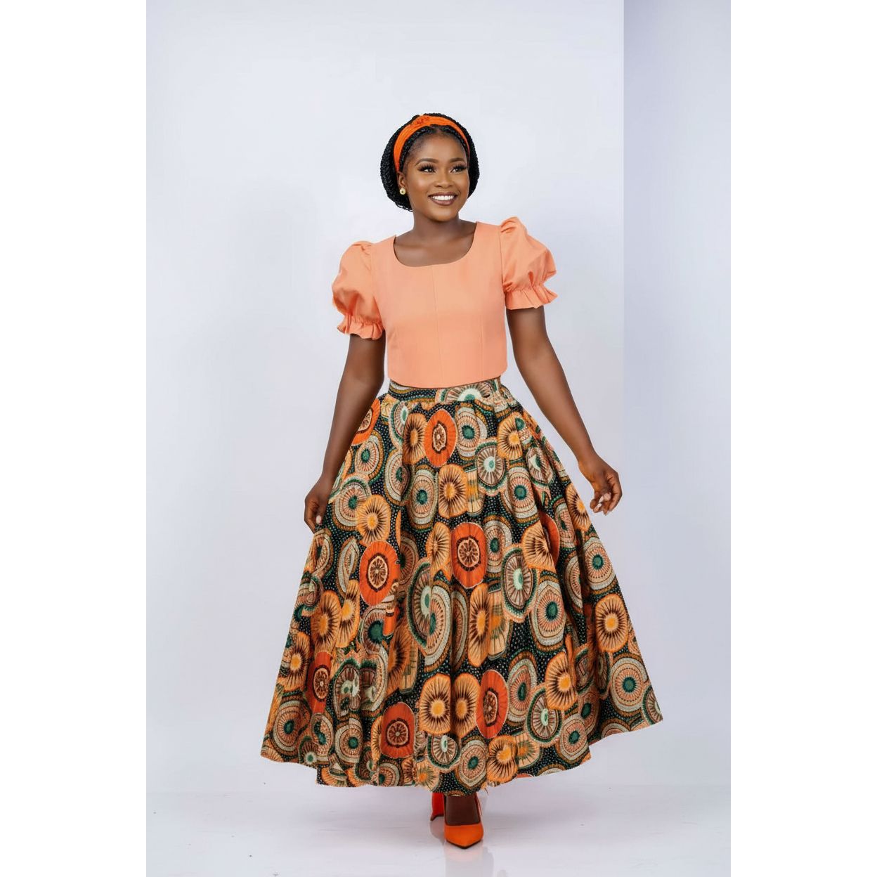 African Print Ankara Pleated Skirt And Top Set