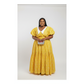 Elegant Plus Size Puffy Sleeve Pleated Hem Dress
