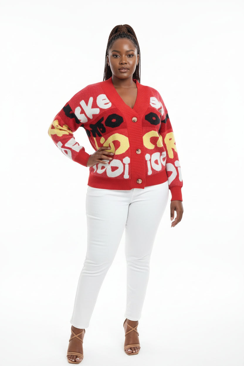 Women's Knitted Abstract Cardigan