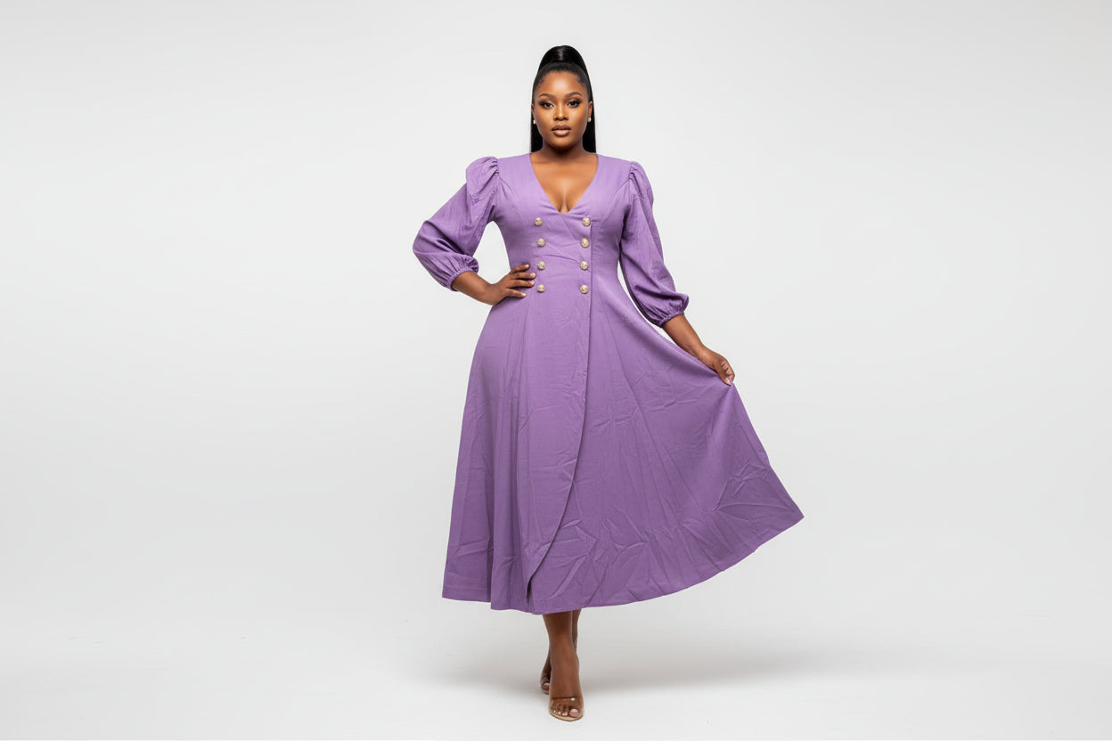 Plus Size Classy Deep V-Neck Long Sleeve Bodycon Dress